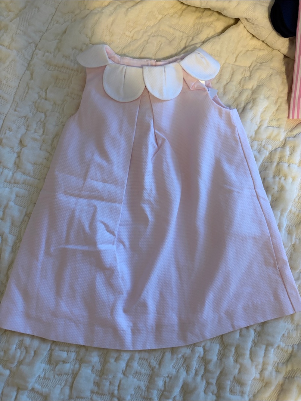 Girls Pale Pink Petal Collar Dress jacadi